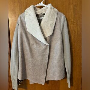 ny & co sweater cardigan Tan Faux‎ Fur Collar large